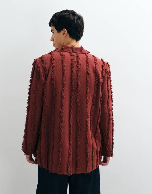 Reclaimed Vintage Limited Edition oversized suit jacket set in russet with fraying, 3 of 5