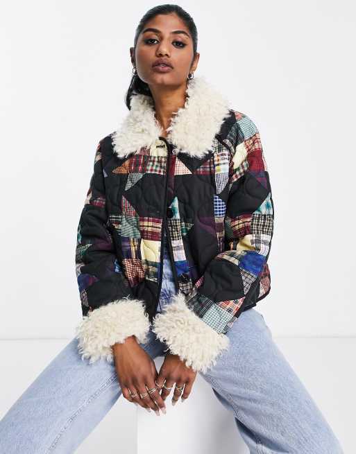 Patchwork jacket womens discount