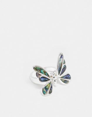 Reclaimed Vintage limited edition real silver plated butterfly ring