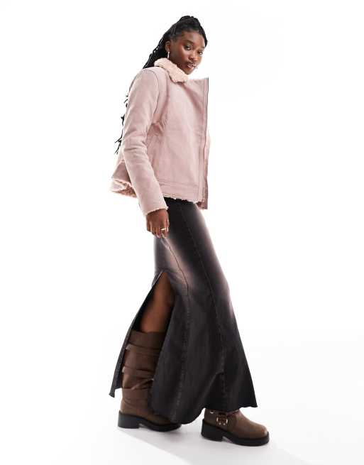 Maxi skirt shop suede jacket