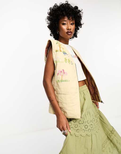 Reclaimed Vintage limited edition reversible vest with embroidery