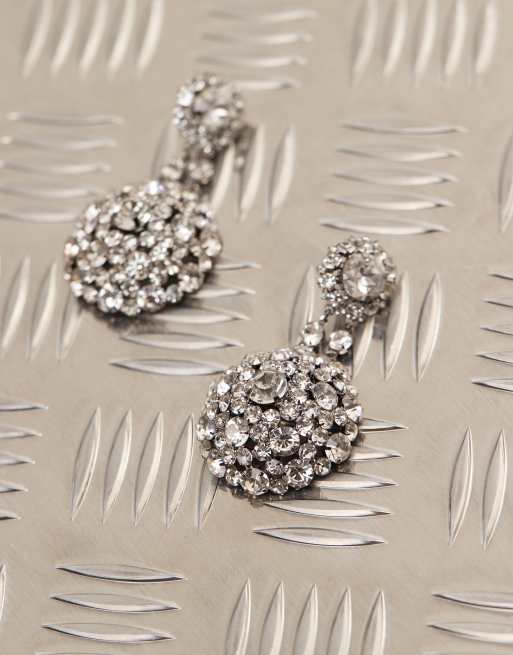 Reclaimed Vintage – Limited Edition – Silverfärgade statement-örhängen med strass, 3 av 3