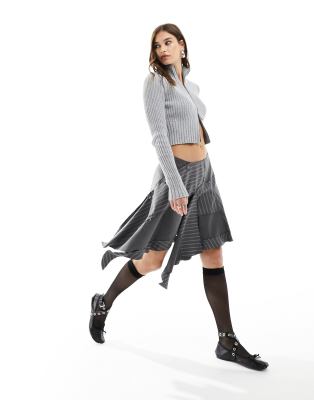 Women Vintage Linen Spliced Loose Raw Edge Skirt