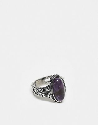 Reclaimed Vintage limited edition stainless steel ring with semi precious stone