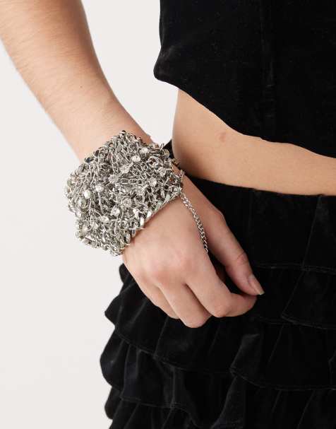 Reclaimed Vintage - Limited Edition - Statement manchetten met kettingdetails in zilver - view 1