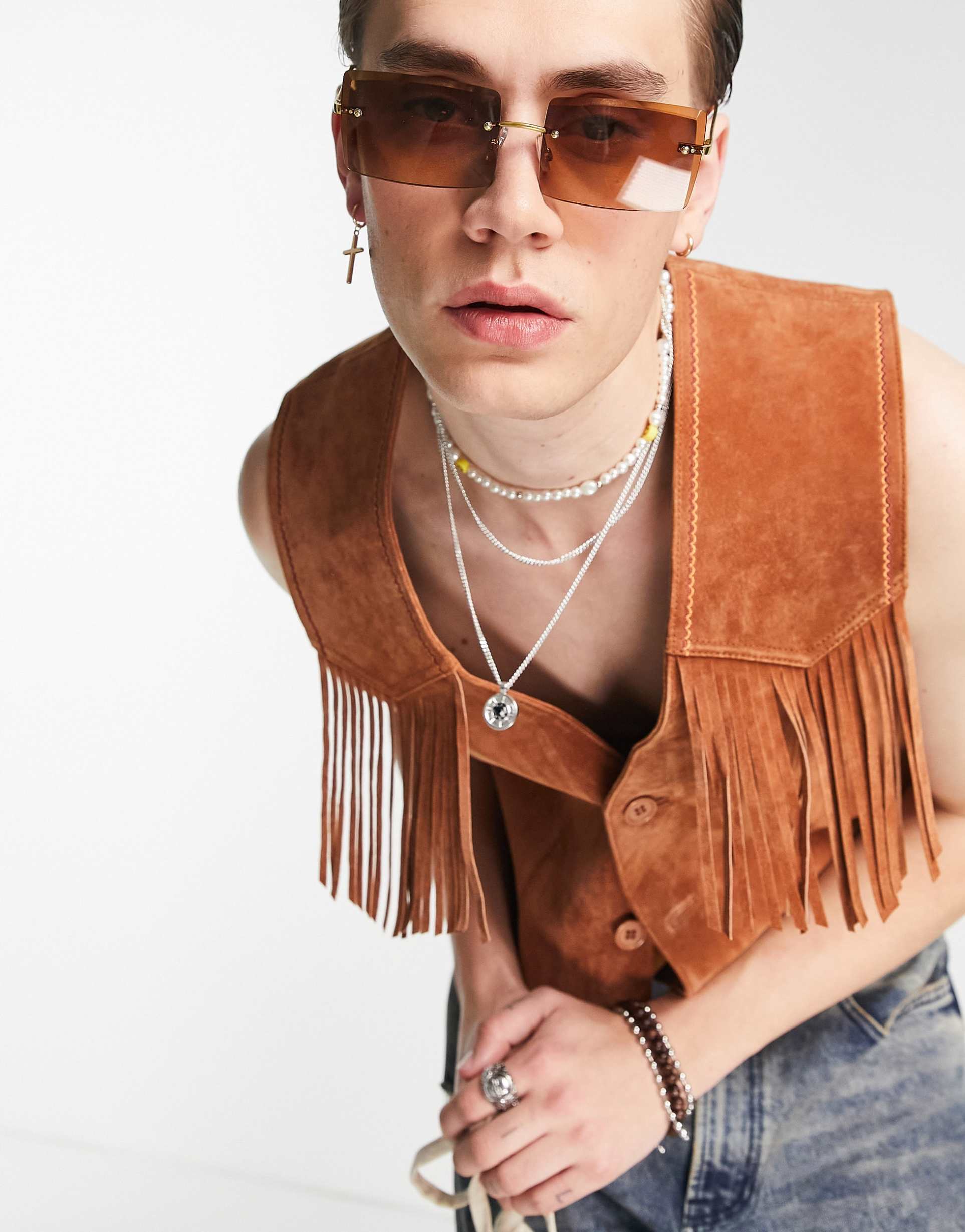 Reclaimed Vintage limited edition suede waistcoat in tan
