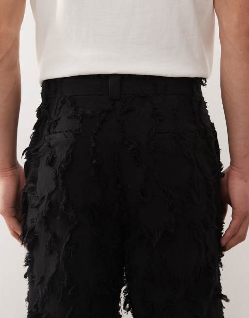 Reclaimed Vintage Limited Edition tailored trousers co-ord in black with fraying, 3 of 5