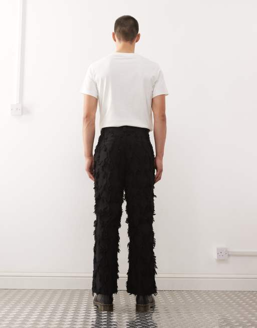 Reclaimed Vintage Limited Edition tailored trousers co-ord in black with fraying, 4 of 5