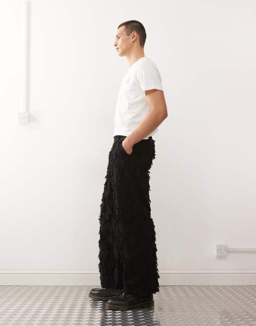Reclaimed Vintage Limited Edition tailored trousers co-ord in black with fraying, 5 of 5
