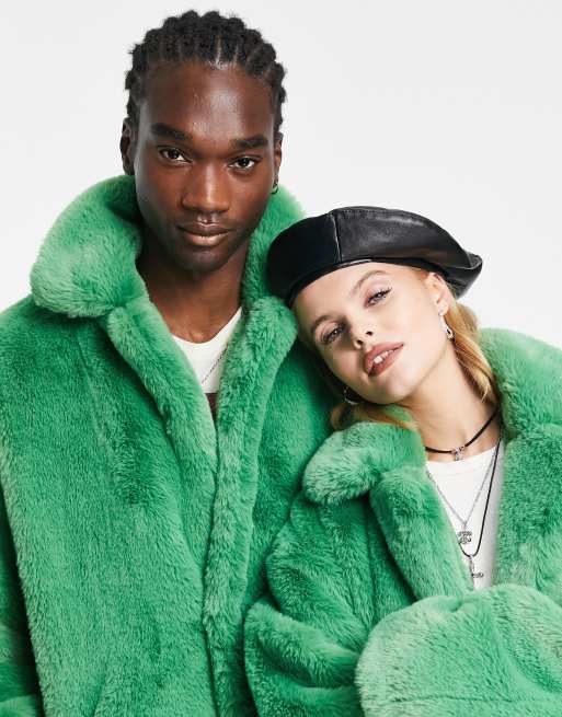 Zara green fur store coat