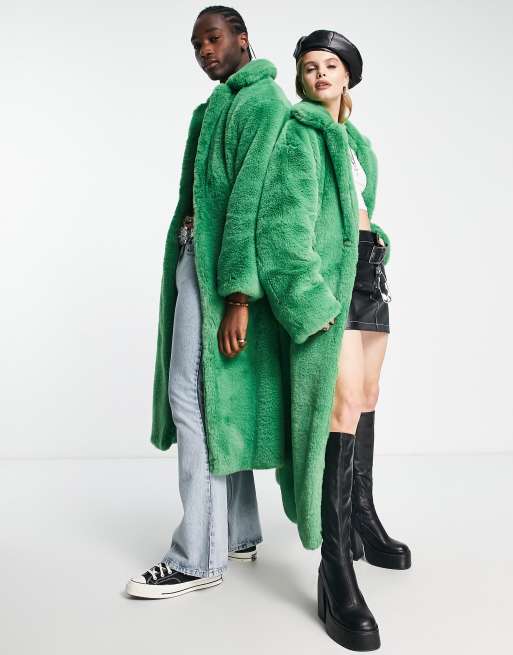 Zara green fur store coat