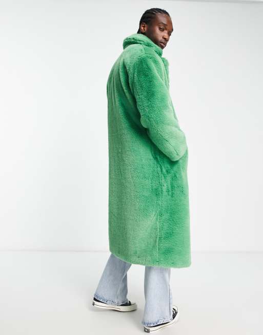 Reclaimed Vintage limited edition unisex faux fur coat in green ASOS