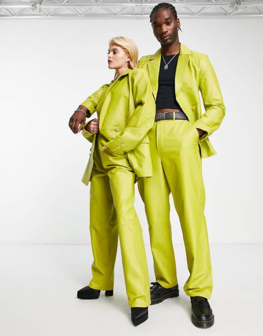 Reclaimed Vintage Limited Edition unisex leather trouser in chartreuse ASOS