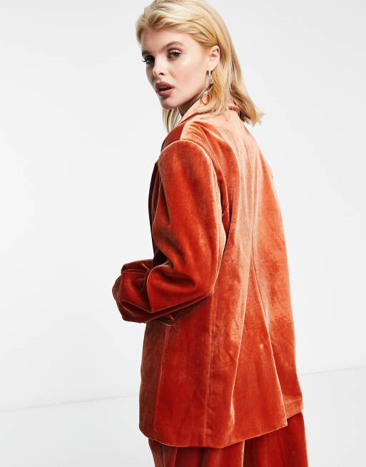 Rust velvet blazer cheap