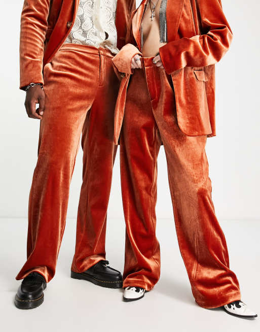 Orange velvet trousers top