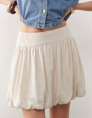 Reclaimed Vintage Linen Blend Bubble Mini Skirt With Dropped Waist