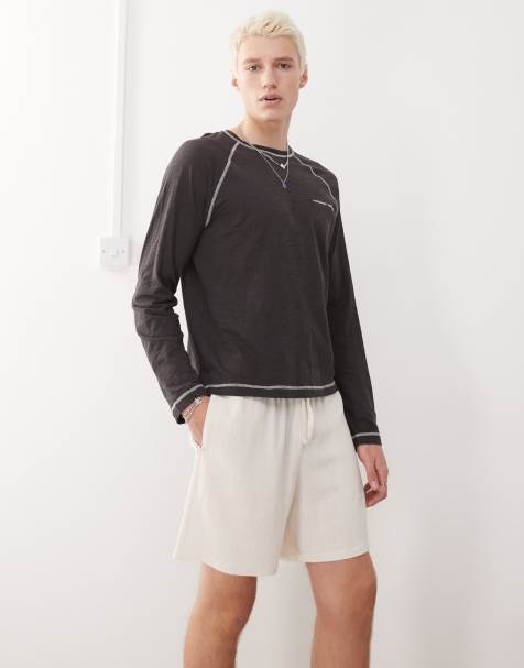 Reclaimed Vintage linen blend shorts in cream - view 1