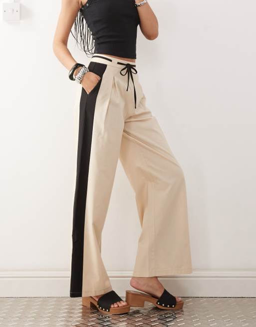 Reclaimed Vintage linen blend trouser with side stripe detail, 4 of 5