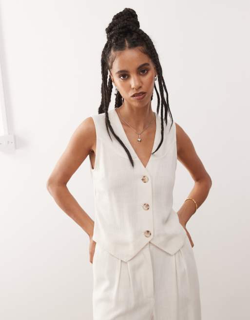 Reclaimed Vintage linen blend vest in beige