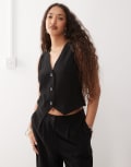 [Reclaimed Vintage] Reclaimed Vintage linen-blend waistcoat in black 16 BLACK