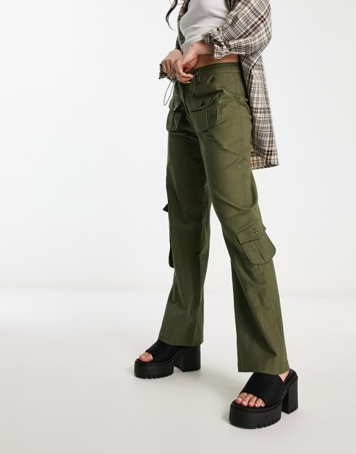 Reclaimed Vintage linen cargo pants in khaki