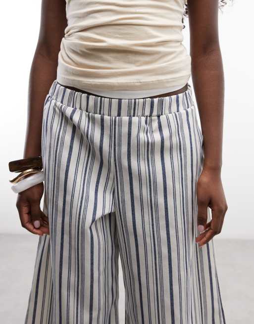 Reclaimed Vintage linen stripe capri length trouser, 3 of 5