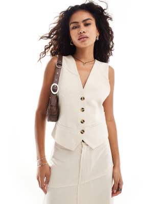 Reclaimed Vintage Linen Suit Vest-neutral