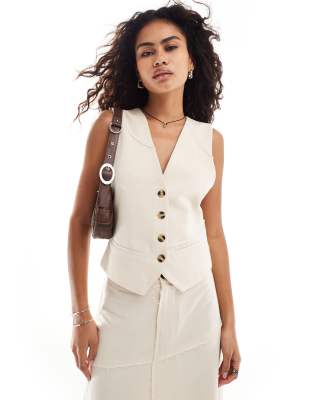 Reclaimed Vintage Linen Waistcoat-Neutral