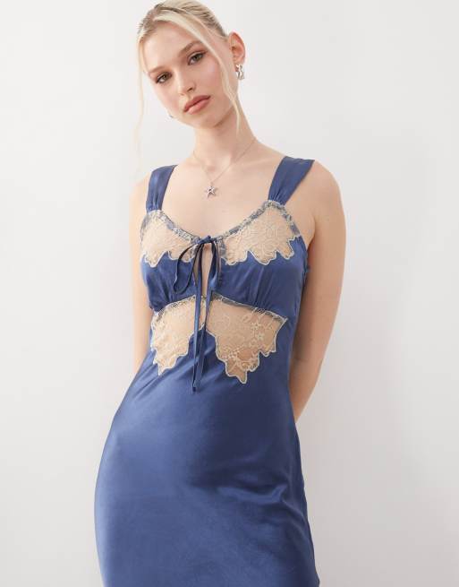 Reclaimed Vintage lingerie cami slip dress in blue