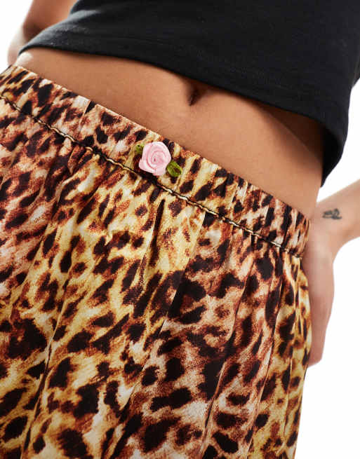Reclaimed vintage lingerie slip skirt in leopard print ASOS