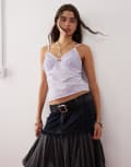 [Reclaimed Vintage] Reclaimed Vintage lingerie style cami top in lilac velvet-Multi 10 multi