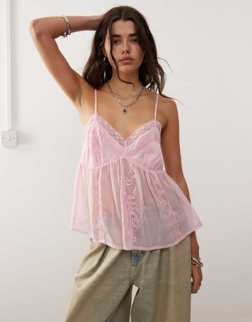 Reclaimed Vintage - Lingerietop met camibandjes en borduursels