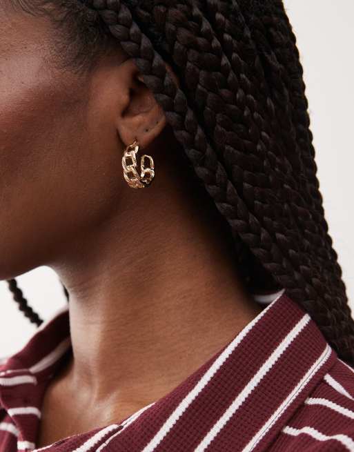 Reclaimed Vintage link hoop earrings in gold