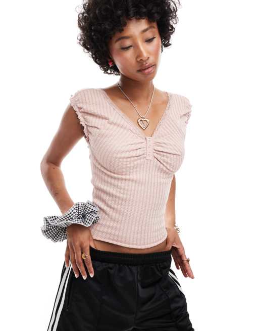 Reclaimed Vintage – Liten, pointellestickad t-shirt