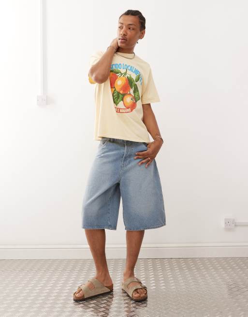Reclaimed Vintage – Ljusgul t-shirt i oversize med citrontryck, 4 av 4