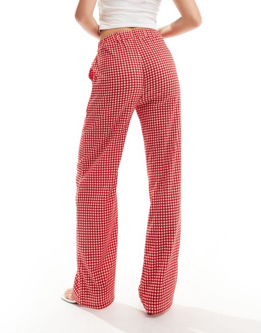 Reclaimed Vintage – Locker geschnittene Hose in Rot mit Vichy-Karomuster, 2 von 5