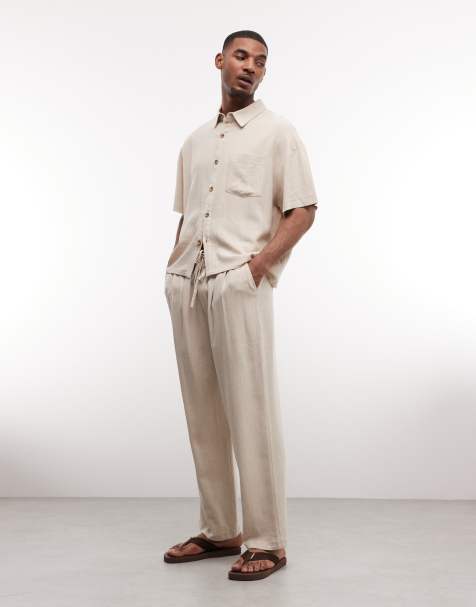 Reclaimed Vintage – Locker geschnittene Schlupfhose aus Leinenmix in Neutral - view 1