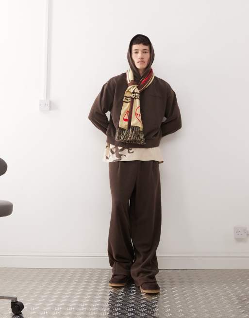 Reclaimed Vintage – Locker geschnittenes Oversize-Strickset in Schokobraun meliert