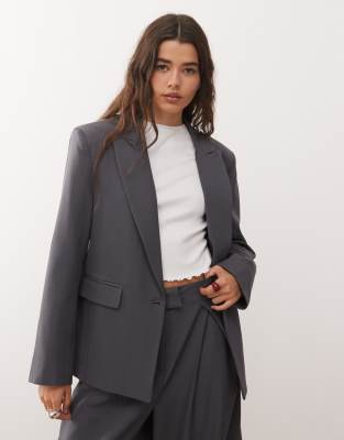 Reclaimed Vintage - Lockerer Oversize-Blazer in Grau, Kombiteil