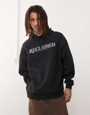 logo hoodie in washed black