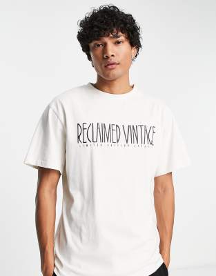 Reclaimed Vintage logo t-shirt in ecru-Multi