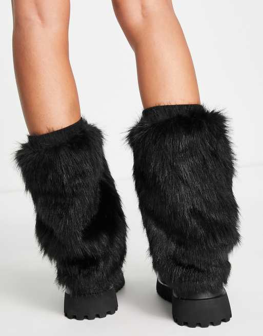 Reclaimed Vintage long hair leg warmers in black, 2 of 4