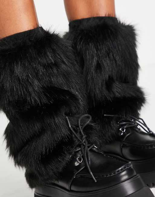 Reclaimed Vintage long hair leg warmers in black, 4 of 4