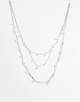 Reclaimed Vintage Long Line Layered Pearl Necklace In Pattern