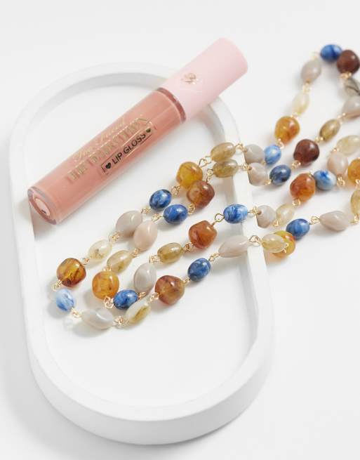Reclaimed Vintage long line tonal beaded necklace in gold, 2 of 4
