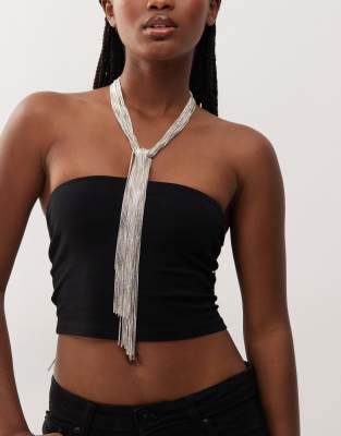 Reclaimed Vintage Reclaimed Vintage long scarf style beaded necklace in silver