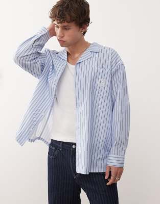 Reclaimed Vintage Long Sleeve Blue Pinstripe Shirt
