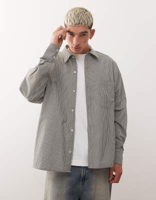 Reclaimed Vintage Long Sleeve Boxy Shirt In Green