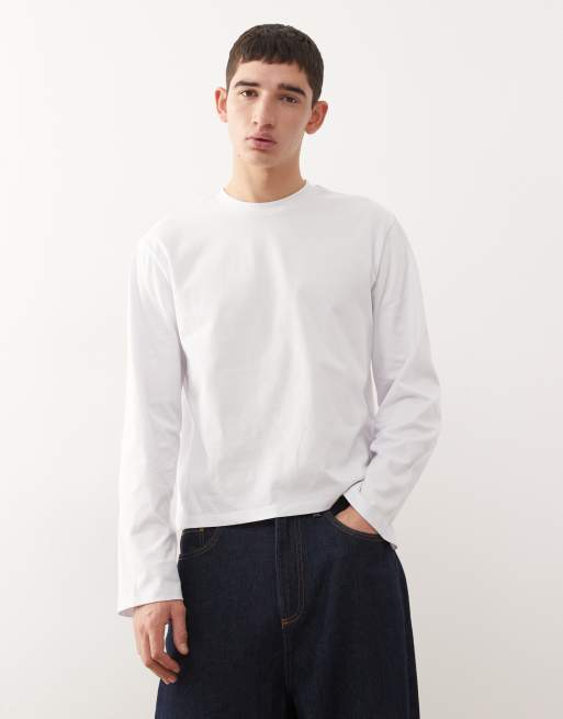 Reclaimed Vintage long sleeve cropped boxy t-shirt in white