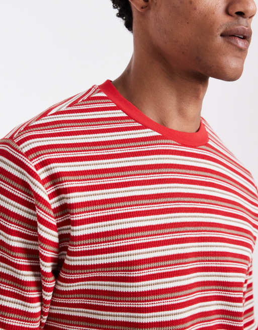 Reclaimed Vintage long sleeve cropped boxy tee in red stripe, 4 of 5